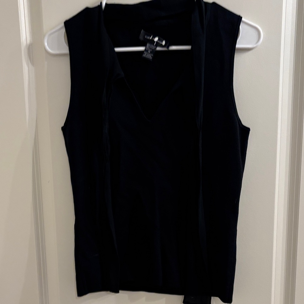Cable & Gauge Elegant Black V-Neck Blouse